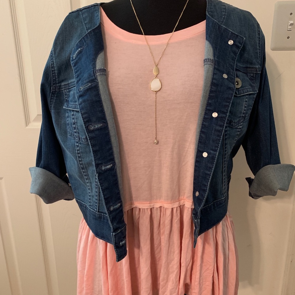 Pink top with ruffle bottom